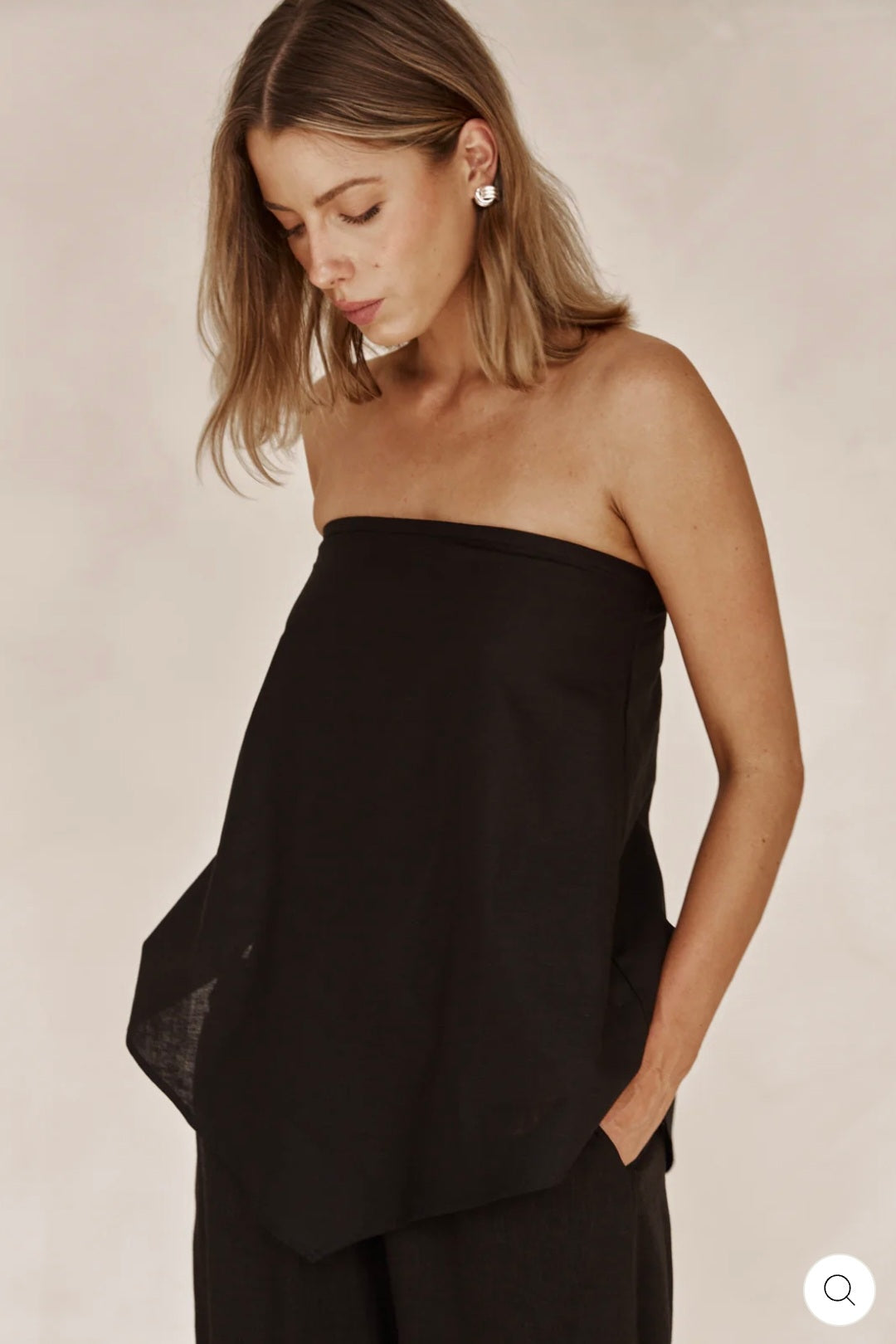 Black Linen Top | Linen Top | Crop Top | Summer Top | Bustier Top-0