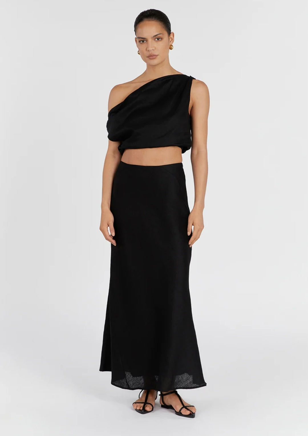 Black Linen Top | Linen Top | One Shoulder Top | Summer Top | 100% Organic Linen-0