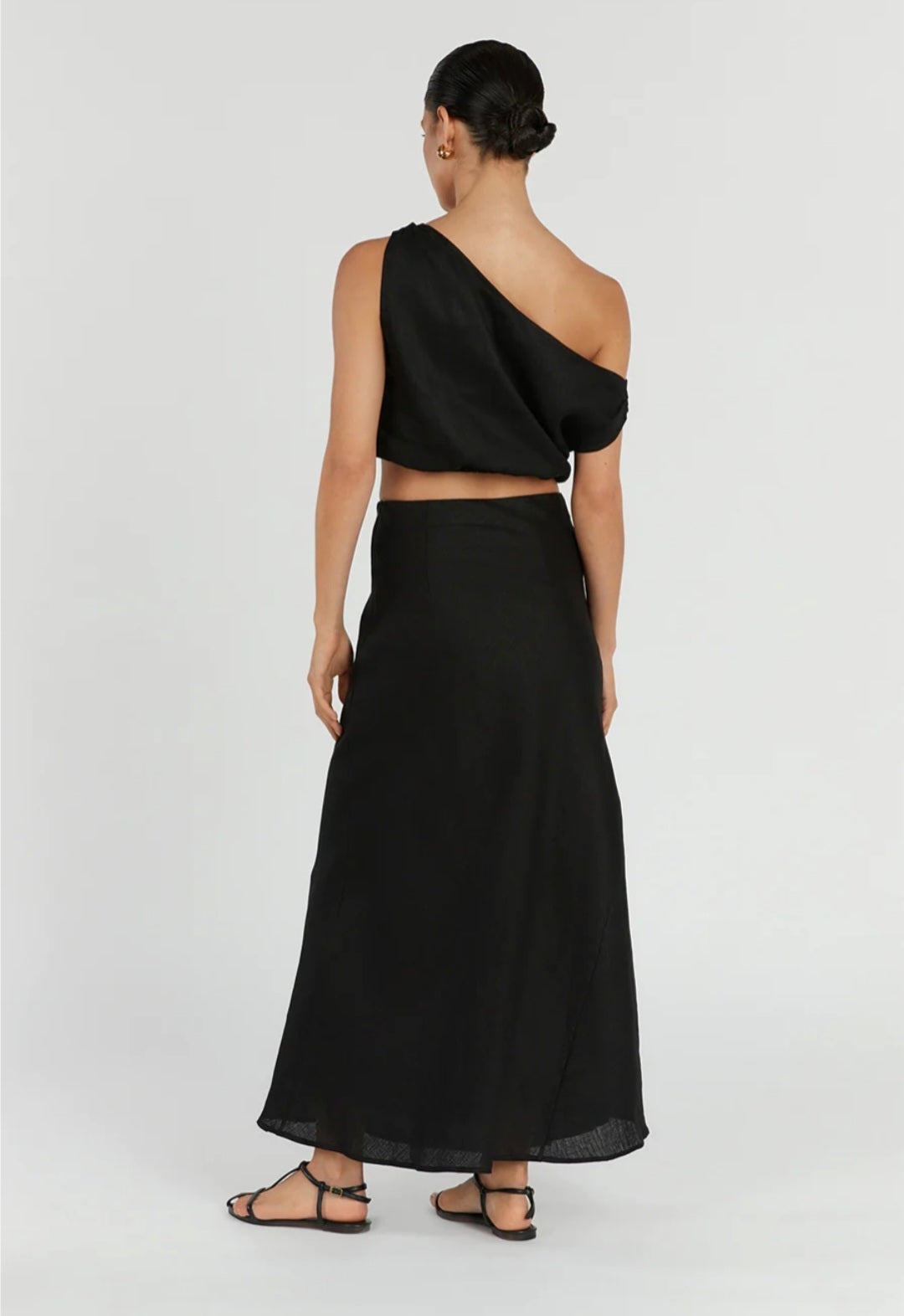 Black Linen Top | Linen Top | One Shoulder Top | Summer Top | 100% Organic Linen-3