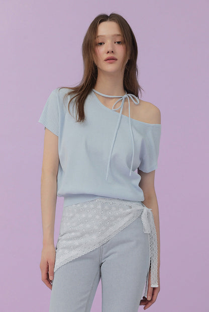 [TWEE] Waven Strap Half-Off Knit