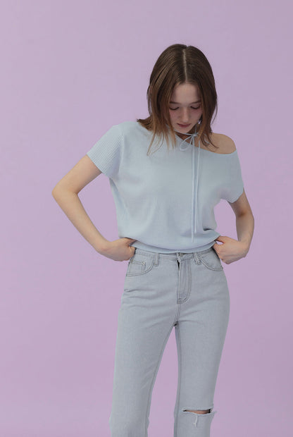 [TWEE] Waven Strap Half-Off Knit