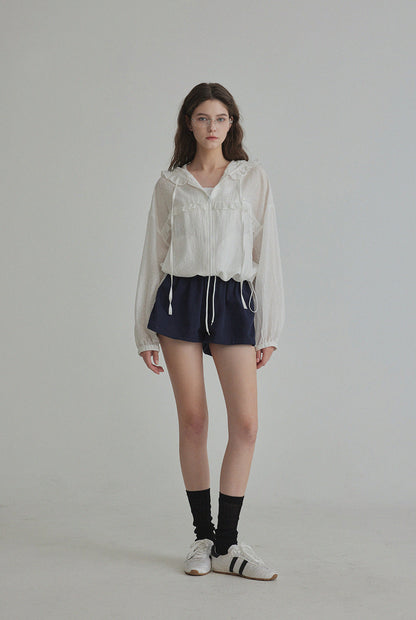 [TWEE] Rench Frill Hooded Windbreaker