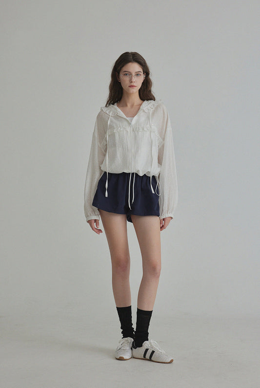 [TWEE] Rench Frill Hooded Windbreaker