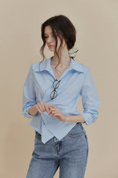 [TWEE] Chatie Wrap Asymmetric Shirt