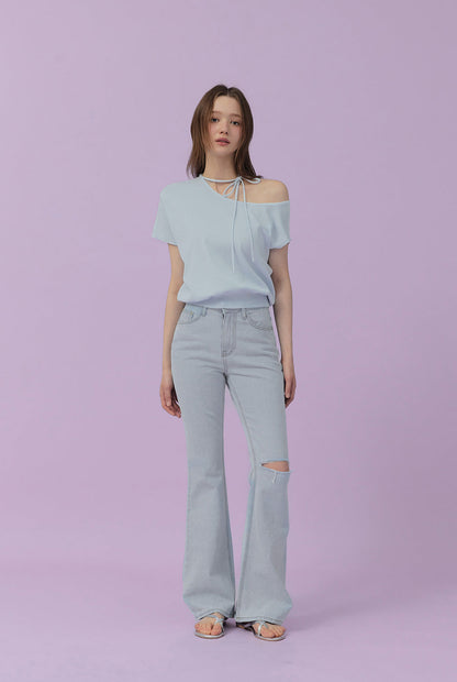 [TWEE] Waven Strap Half-Off Knit