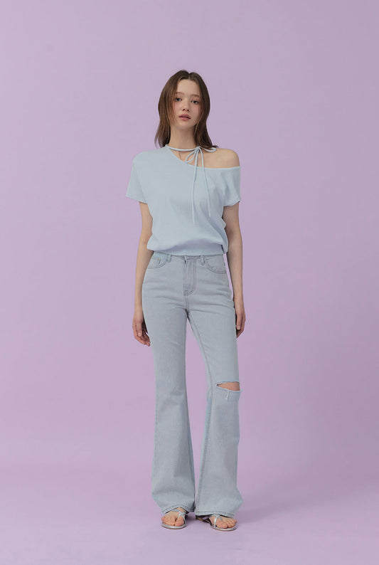 [TWEE] Waven Strap Half-Off Knit