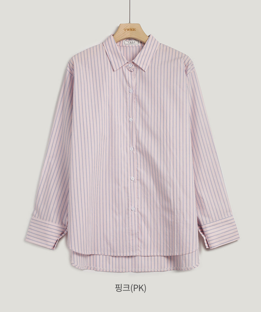 [TWEE] Powen Stripe Overfit Shirt