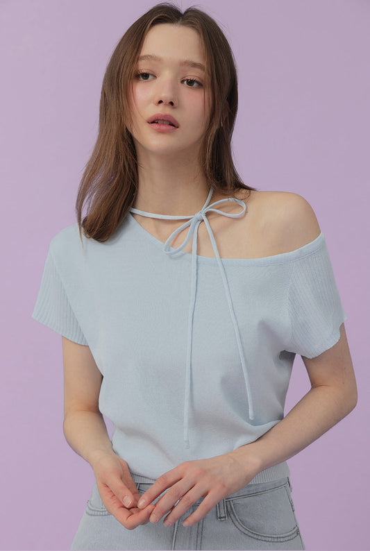 [TWEE] Waven Strap Half-Off Knit
