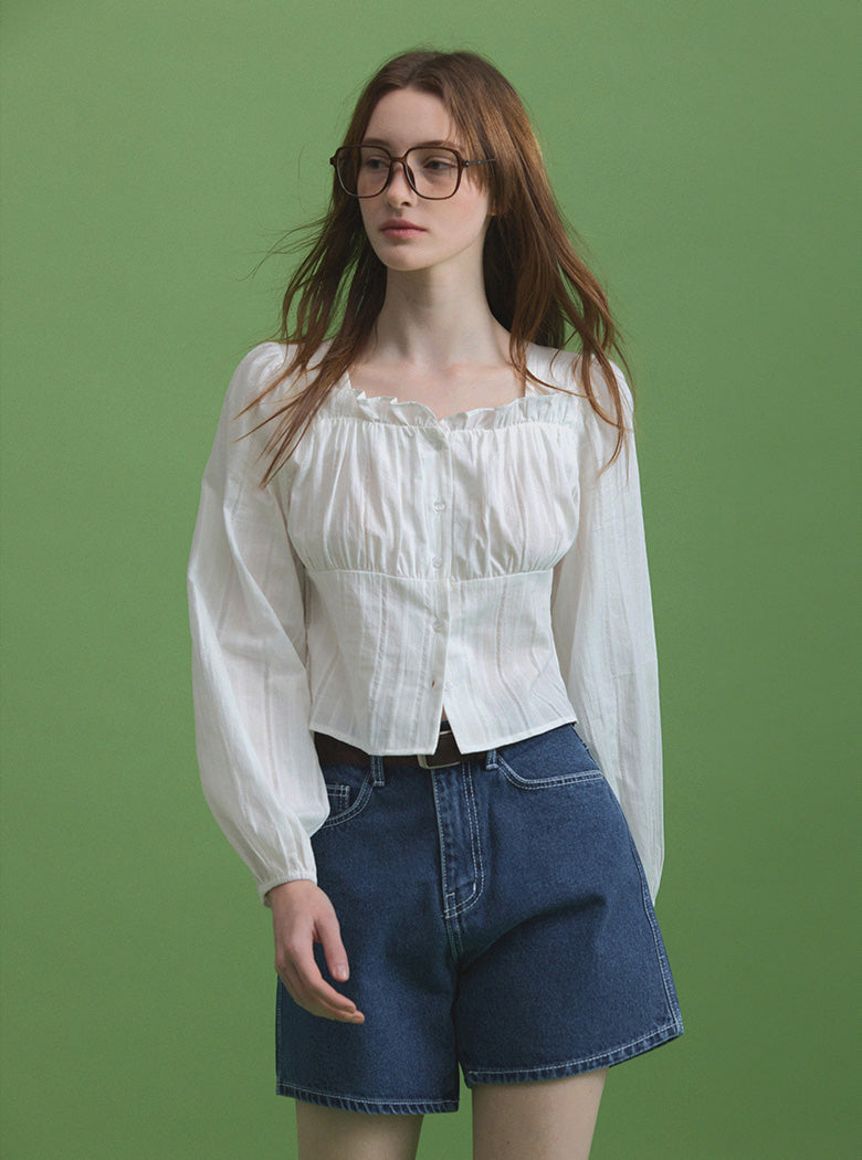 [TWEE] Flet Stitch Short Denim