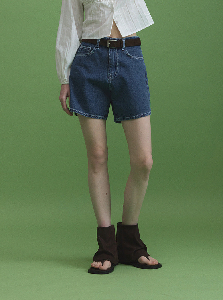 [TWEE] Flet Stitch Short Denim