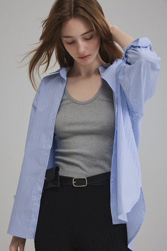[TWEE] Powen Stripe Overfit Shirt