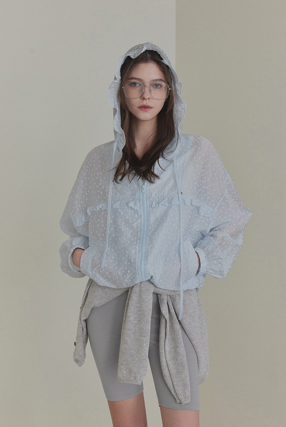 [TWEE] Rench Frill Hooded Windbreaker
