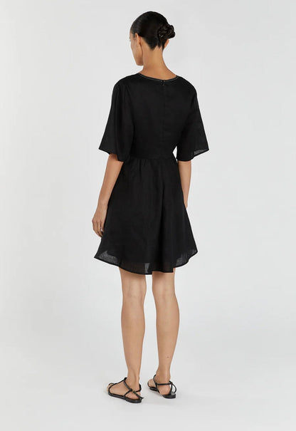 Black Linen Dress | Mini Dress | Linen Dress | Linen Clothing | 100% Organic Linen-4