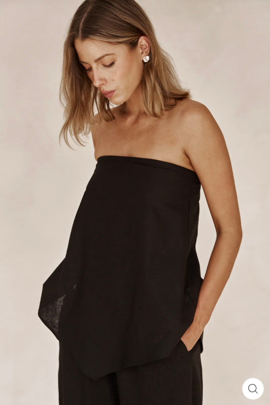 Black Linen Top | Linen Top | Crop Top | Summer Top | Bustier Top-0