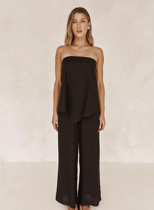 Black Linen Top | Linen Top | Crop Top | Summer Top | Bustier Top-1