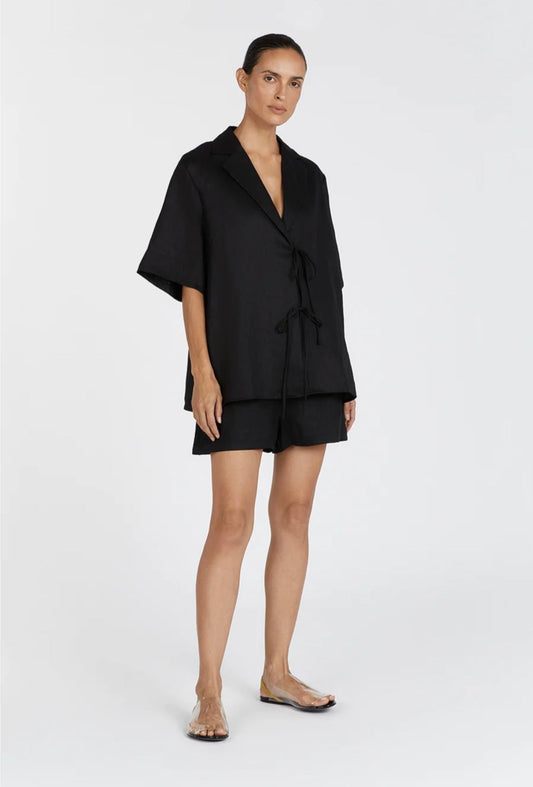 Black Linen Top | Linen Top | Shirt Top | Summer Top | 100% Organic Linen-1